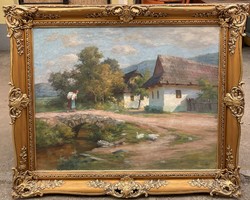 Szontágh Tibor  (1873-1930)  : Úton hazafelé Nagyméretű 123x105 cm