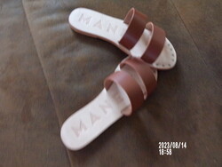 Őzbarna bőr MANEBI papucs- vadonatúj