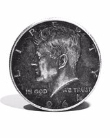 A heavily patinated 1964 sterling half dollar in nice condition
