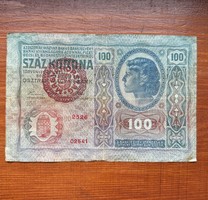 100 korona 1913 Magyarország felülbélyegzéssel