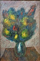 Román György (1903 - 1981) Csendélet c.Képcsarnokos festménye Eredeti Garanciával!