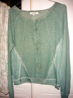 Linen - cotton cardigan, green M