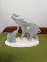 Granite-marked elephant couple porcelain
