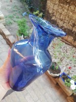 Blue glass vase 19.5 cm