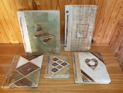 5 db fényképtartó - Antik gyönyörű, fából, levelekből készült fényképalbum fotóalbum