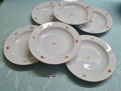 T1087 zsolnay flower pattern soup plate 6 pieces 23.5 cm