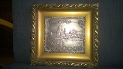 20s Damascus metal sheet, with a nice frame 23x25 cm