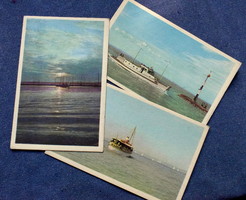 3db Régi Balaton fotó képeslap  Móricz Zsigmond motorhajó, komp,vitorlás...  postatiszta 60as évek
