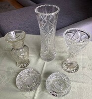 Crystal vase and ashtray collection