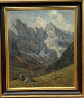 Kabinger: Alps (oil on fiberboard) Original!