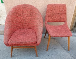 Scandinavian style retro shell armchair and chair in original condition