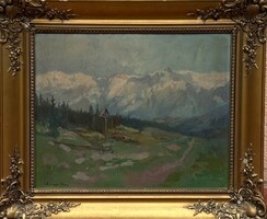 Zórád géza: mountainous landscape (oil wood) original!
