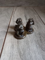 Interesting old bronze can't see, can't hear, can't speak monkey statue (4.7x7.3 cm)