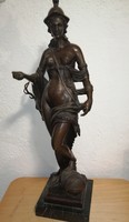 Hatalmas antik bronz szobor, Diána istennő, "H. GERHARD" jelzéssel