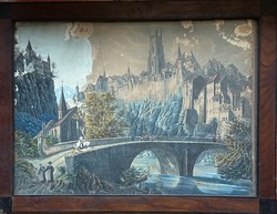 Stadelmeyer: 2 darab biedermeier városkép (1835 papír tus,  akvarelll)