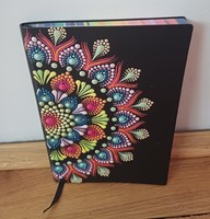 New! Diary notebook with mandala decoration, hippie-style chakra colors, hand-painted, size A5