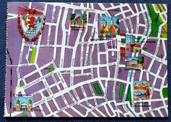 Békéscsaba - map postcard - city council .. Lenin Street is still there ..Carthographia bp