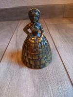 Csodás nagy antik réz kisasszony/cselédhívó csengő (12,3x7,7cm)