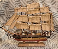 Régi fa hajó, vitorláshajó makett (M4111)