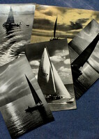 4 old Balaton photo postcards - sailboats .. 1958, 59 Run