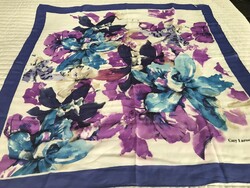 Guy laroche paris silk scarf with colorful flowers, 82 x 82 cm