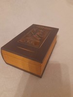 Könyv alakú fa titokdoboz réz betéttel