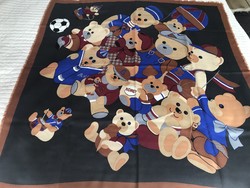 Huge wool scarf with a large teddy bear family, 112 x 115 cm