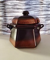 Angol kerámia lekváros edény – vastagfalú, 20. század, hibátlan (18×15×16 cm)