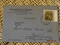 National Front Hungarian (National) Socialist People's Party postcard invitation 1938? -From