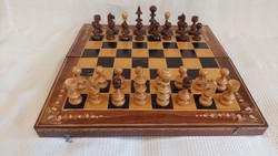 Régebbi fa sakk készlet Dáma táblával