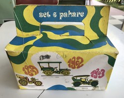 Retro autós pohár készlet eredeti dobozában