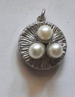 Gyönyörű antik 835-ös ezüst medál, valódi gyöngyökkel