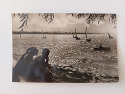 Régi képeslap Balaton fotó levelezőlap vitorlások csónak