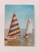 Régi képeslap 1962 Balaton fotó levelezőlap vitorlások