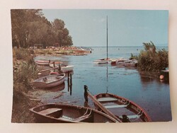 Régi képeslap 1978 Balaton fotó levelezőlap kikötő csónakok