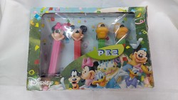 PEZ cukorka adagoló, Pluto és Mickey Mouse, 4 db egyben, dobozzal, cukorkával 2012-ből