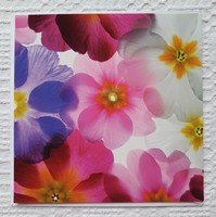 Postcard with envelope, greeting card, greeting card, postal card with a pansy flower pattern