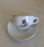 Kislány teás ,porcelán kávéspohár  aranyos kislányos mintázattal