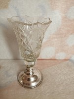 Crystal vase with silver base, chalice with dianas mark