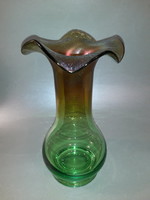 Unique glass vase with iridescent rim