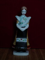 Hollóházi porcelain - crying little girl in folk costume 16cm