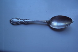 Silver mocha spoon (baby spoon) with baroque decoration.-Engraved monogram with 5-pronged crown