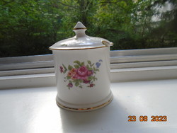 1930 Crown Staffordshire Fine Bone China fedeles virágos csontporcelán cukortartó