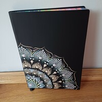 New! Diary notebook with unicorn-colored mandala decoration, hand-painted size A5 (21x14.5cm)