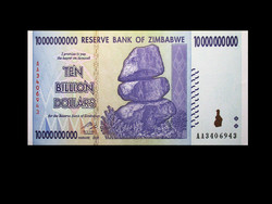 UNC - 10 000 000 000 DOLLARS - ZIMBABWE 2008 (Ten Billion Dollars) Olvass!