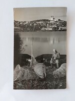Régi képeslap Balaton fotó levelezőlap 1959 halászháló szák