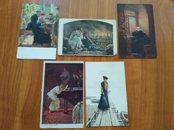 5 db antik művészlap egyben, közte egy Tuck's Post card,1912-1920 közötti