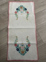 Runner embroidered on linen, small tablecloth 72x34cm