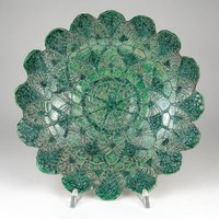 1N884 marked lace pattern weaver kati ceramic table center serving bowl 23.5 Cm
