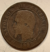 1857 Franciaország III.Napoleon császár (1852 - 1870)centimes (705)